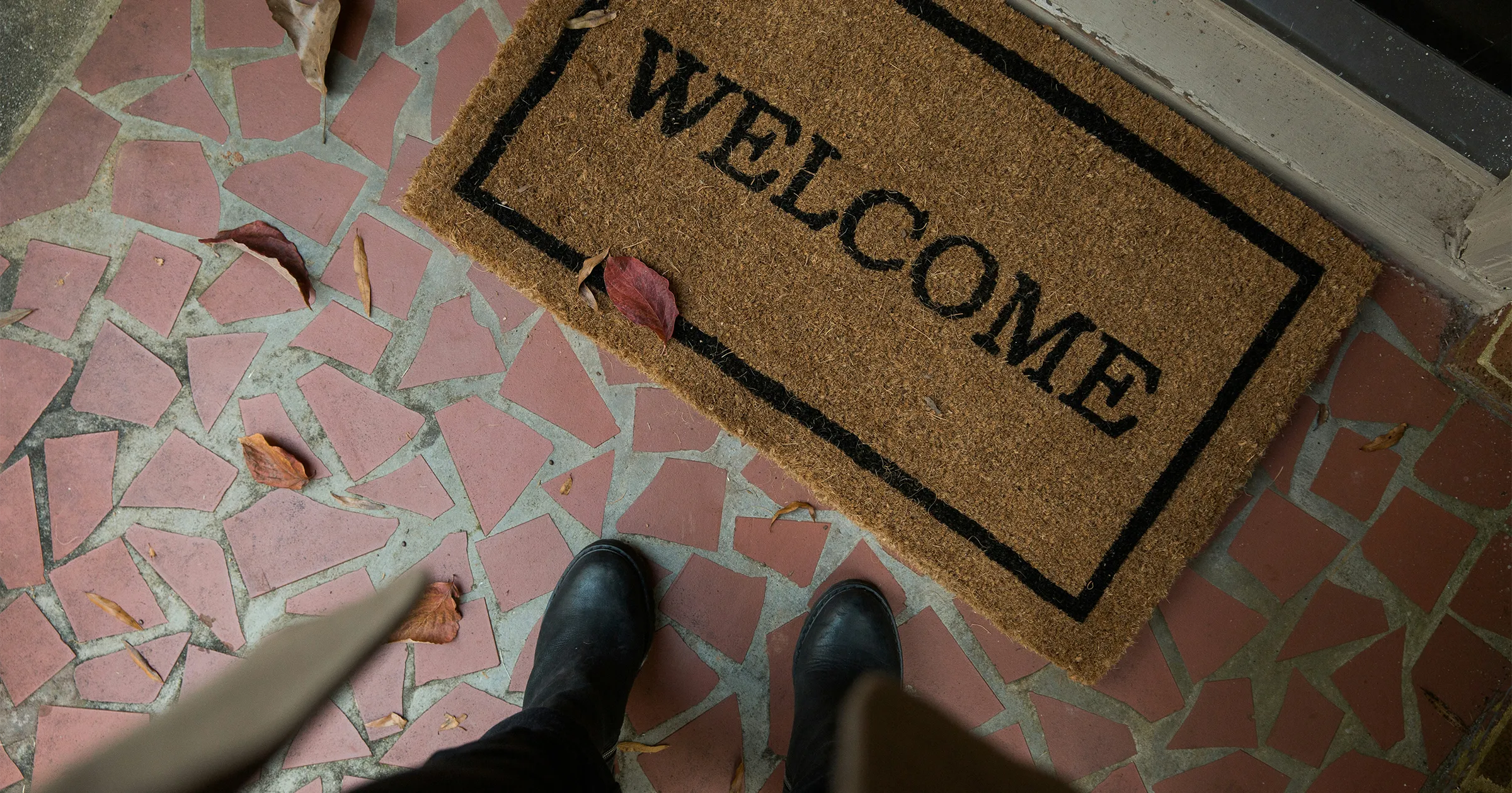 Welcome mat outside a home