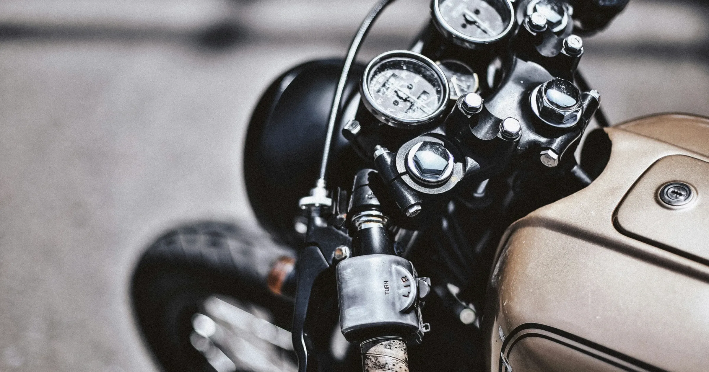 Close-up of a vintage motorcycle